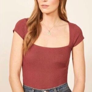 Reformation Bardot Rust Tee